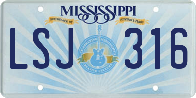 MS license plate LSJ316