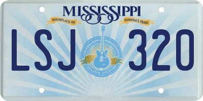 MS license plate LSJ320