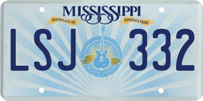 MS license plate LSJ332