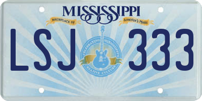 MS license plate LSJ333