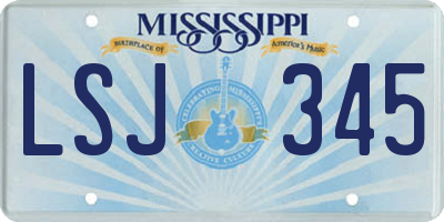 MS license plate LSJ345