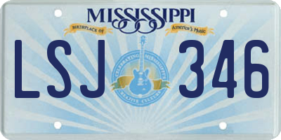 MS license plate LSJ346
