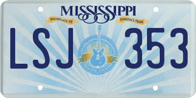 MS license plate LSJ353