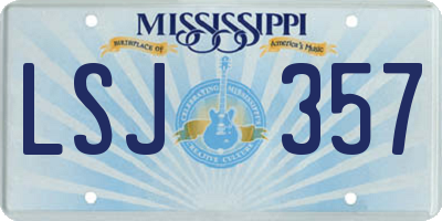 MS license plate LSJ357