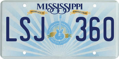 MS license plate LSJ360