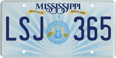 MS license plate LSJ365