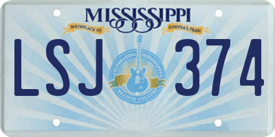 MS license plate LSJ374
