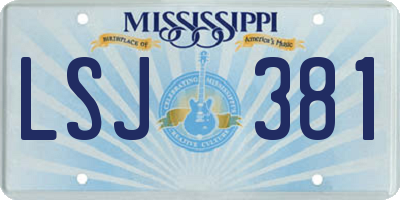 MS license plate LSJ381