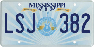 MS license plate LSJ382