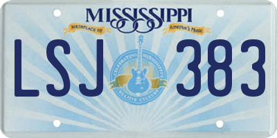 MS license plate LSJ383