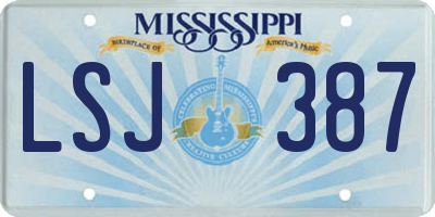 MS license plate LSJ387
