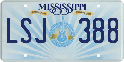 MS license plate LSJ388