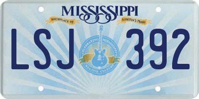 MS license plate LSJ392