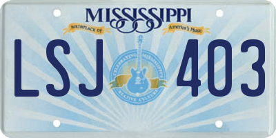 MS license plate LSJ403