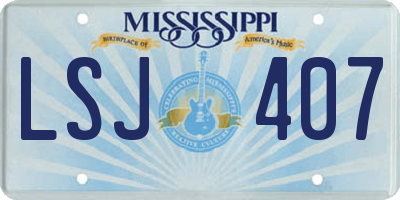 MS license plate LSJ407
