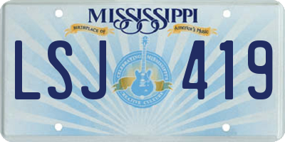 MS license plate LSJ419