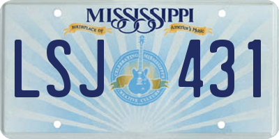 MS license plate LSJ431