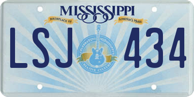 MS license plate LSJ434