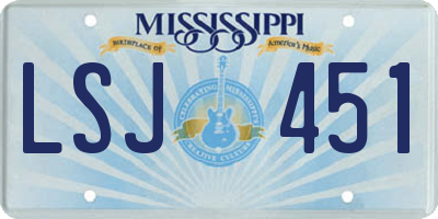 MS license plate LSJ451
