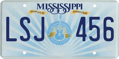 MS license plate LSJ456