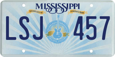 MS license plate LSJ457