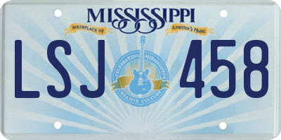 MS license plate LSJ458