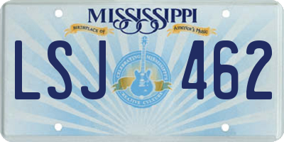 MS license plate LSJ462