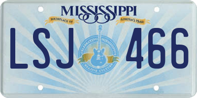 MS license plate LSJ466