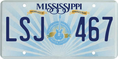 MS license plate LSJ467
