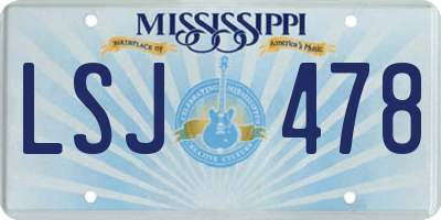 MS license plate LSJ478