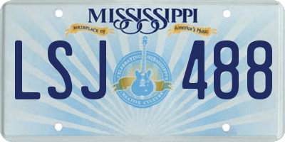 MS license plate LSJ488