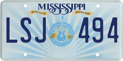 MS license plate LSJ494