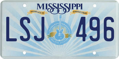 MS license plate LSJ496