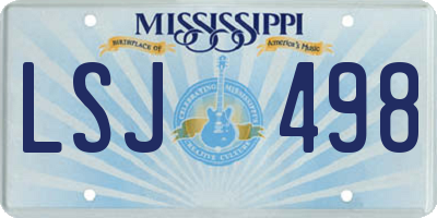 MS license plate LSJ498