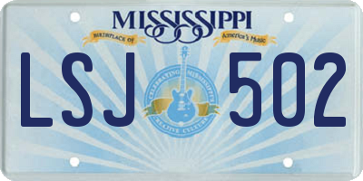 MS license plate LSJ502