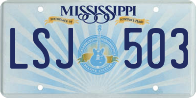 MS license plate LSJ503