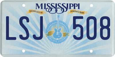 MS license plate LSJ508