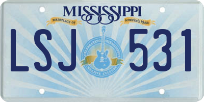 MS license plate LSJ531