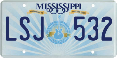 MS license plate LSJ532