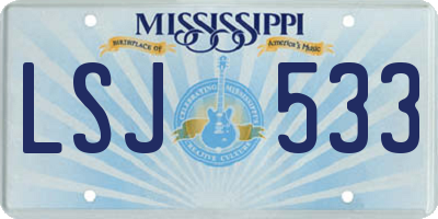 MS license plate LSJ533
