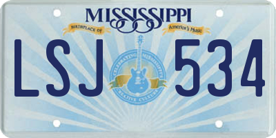 MS license plate LSJ534