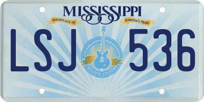 MS license plate LSJ536