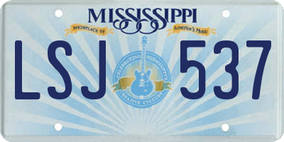 MS license plate LSJ537