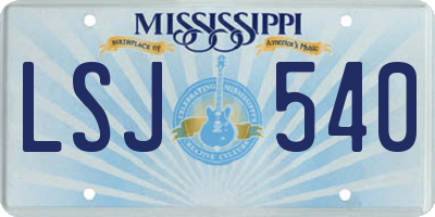 MS license plate LSJ540