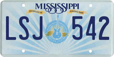 MS license plate LSJ542