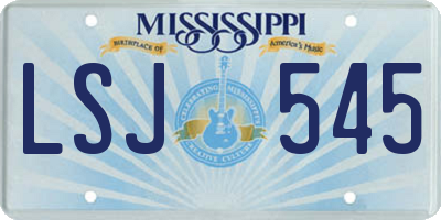 MS license plate LSJ545
