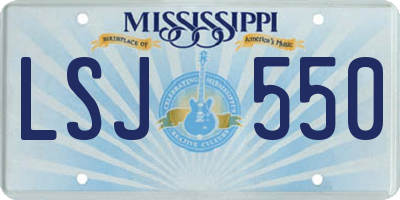 MS license plate LSJ550