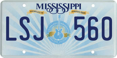 MS license plate LSJ560