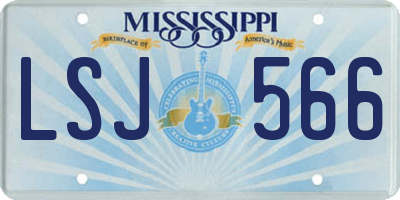 MS license plate LSJ566