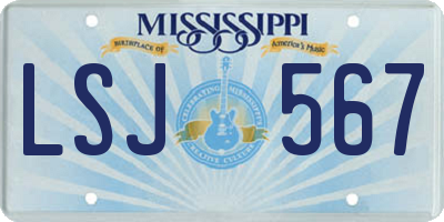 MS license plate LSJ567